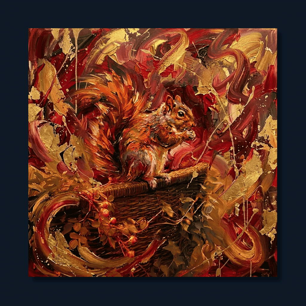 Squirrel's Retreat: Abstract Canvas Wall Art