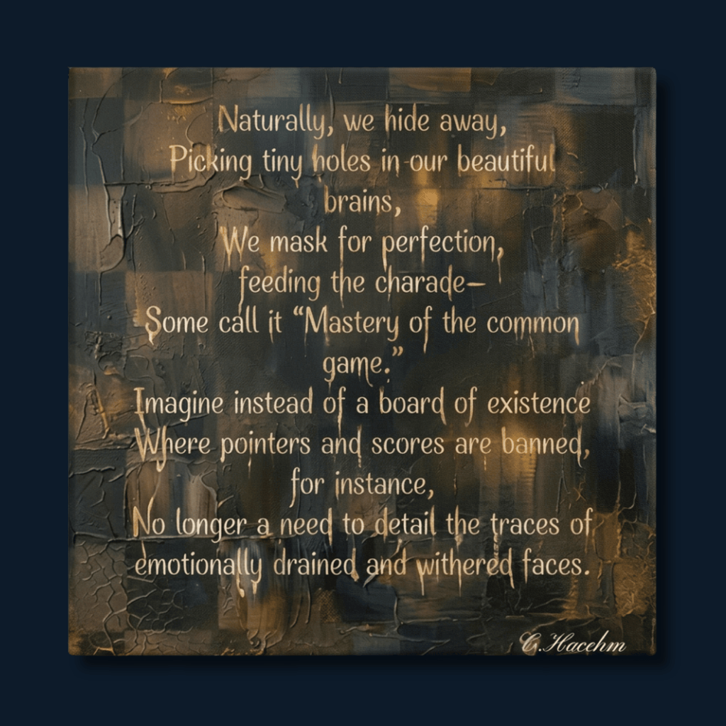 Board Game — A Poem by C. Hachem: Canvas Wall Art