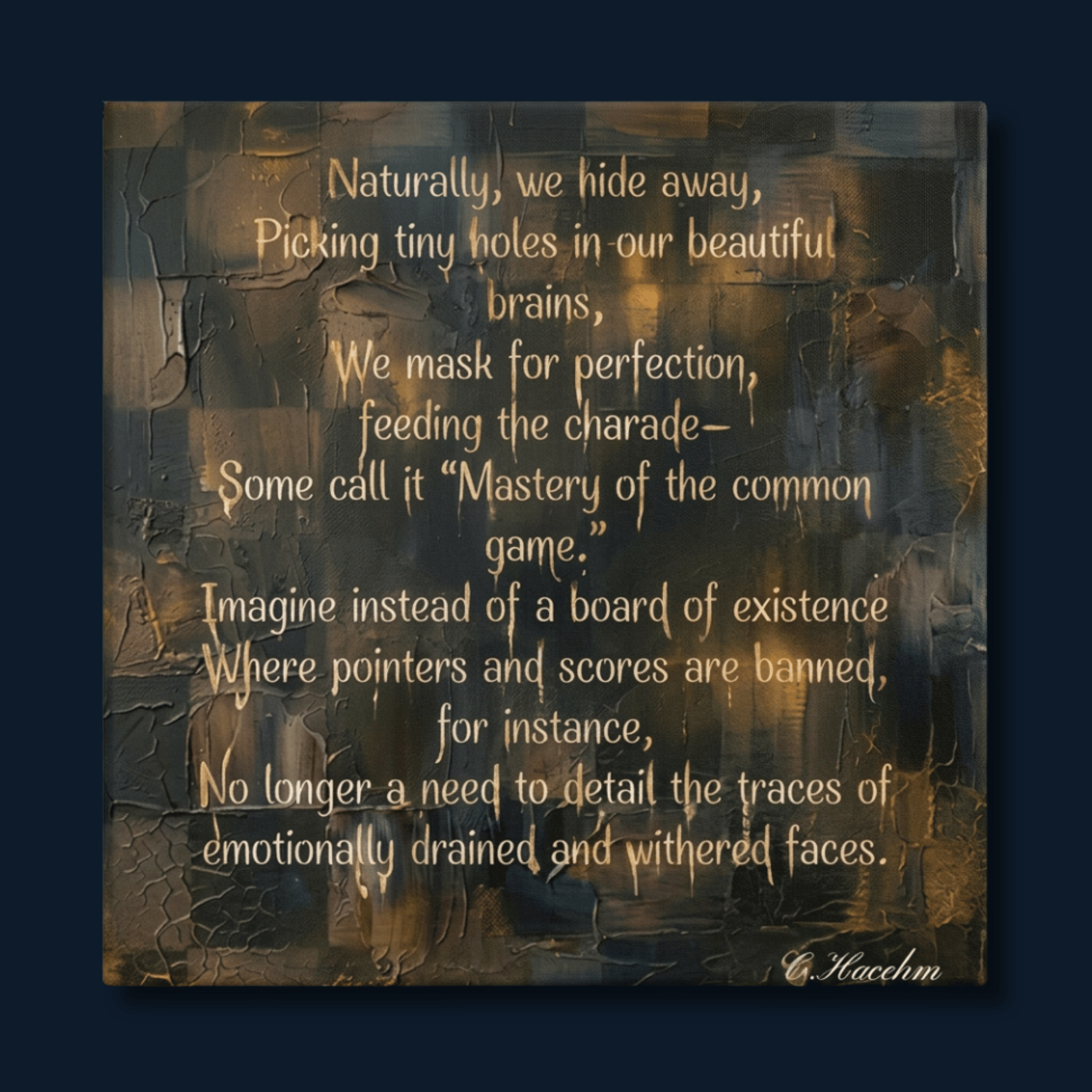 Board Game — A Poem by C. Hachem: Canvas Wall Art