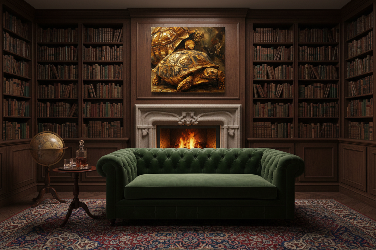 Ancient Gold - Dark Moody Library Mockup